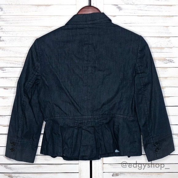 LOFT | Chambray Peplum 3/4 Length Sleeve Blazer - Picture 3 of 5